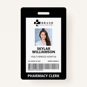 Minimal Black Border Frame Medical Photo ID & Logo ID Badge