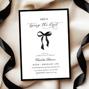 Minimal Black Bow Bridal Shower Invitation