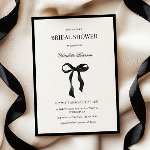 Minimal Black Bow Bridal Shower Invitation