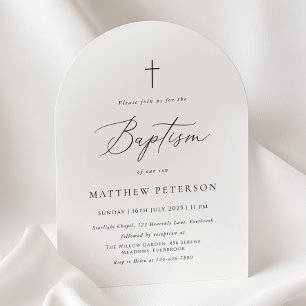 Minimal Black Calligraphy Baptism Invitation