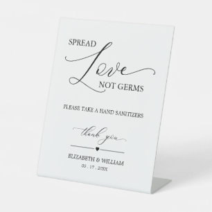 Minimal Black Calligraphy Spread Love Not Germs Pedestal Sign