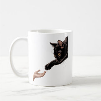 Minimal Black Cat & Human Connection Coffee Mug