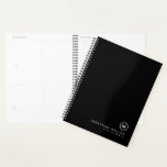 Minimal Black Classic Monogram Name Date Planner<br><div class="desc">Minimalist Black Classic Monogrammed Planner. Simple,  modern minimalist design that you can personalise with your monogram,  name and date,  or text of your choice in classic typography lettering.</div>