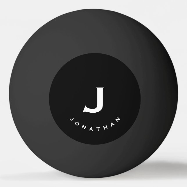 Minimal Black Classic Monogram Ping Pong Ball (Front)