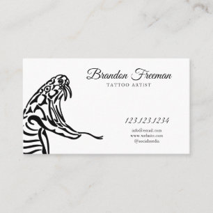 Minimal Black Cobra Linework Tattoo Artist  Business Card