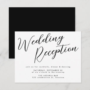 Minimal Black Custom Calligraphy Wedding Reception Enclosure Card