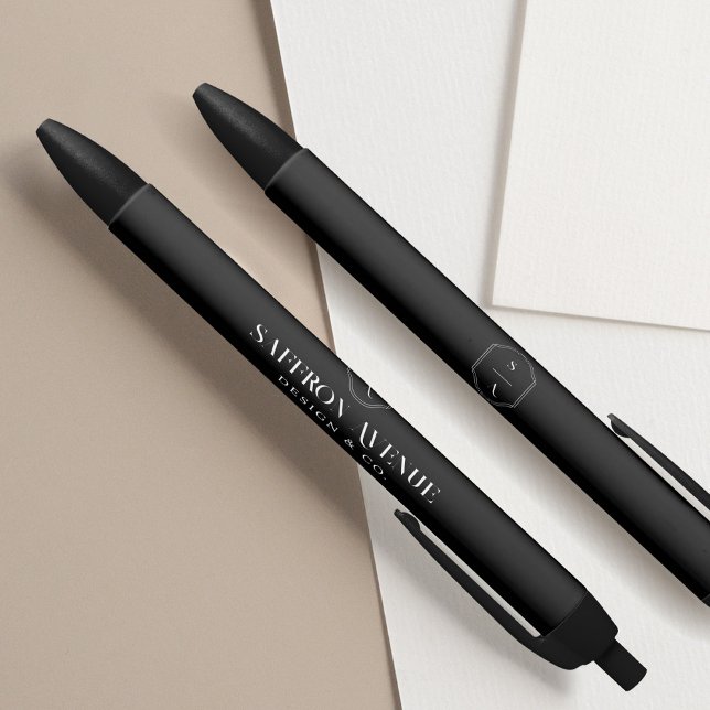 Minimal Black Elegant Custom Monogram & Name Ink Pen (Creator Uploaded)