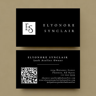 Minimal Black Elegant Photo QR Code Lash Business Card