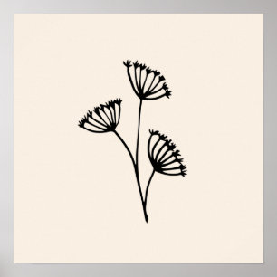 Minimal Black Flowers Poster