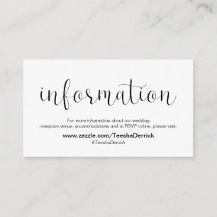 Minimal, Black font, Wedding Information Enclosure Card