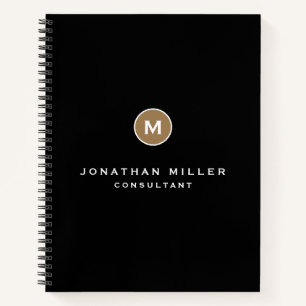 Minimal Black Gold Classic Monogram Notebook