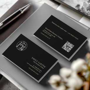Minimal Black gold Life Insurance Broker QR Code  Business Card