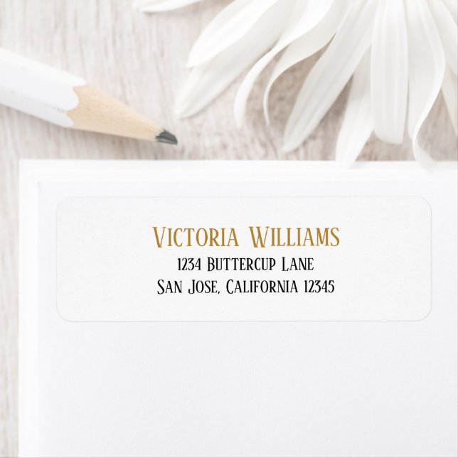 Minimal Black Gold Wedding Return Address (Insitu)