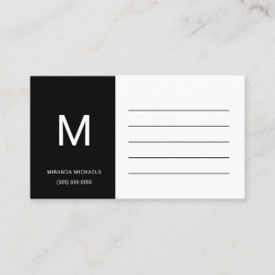 Minimal Black Initial Reminder Business Card