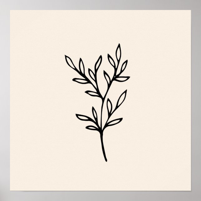 Minimal Black Leaves Poster (Front)