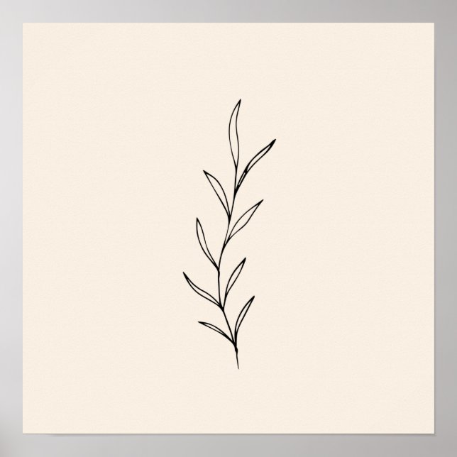 Minimal Black Leaves Poster (Front)