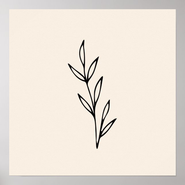 Minimal Black Leaves Poster (Front)