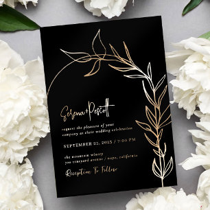 Minimal Black Modern Arch Wedding Invitation