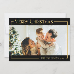Minimal Black Modern Christmas Family Photo Holiday Card