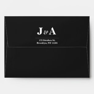 Minimal Black  Modern Wedding Envelope