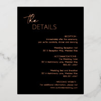 Minimal Black Modern Wedding Foil Enclosure Card