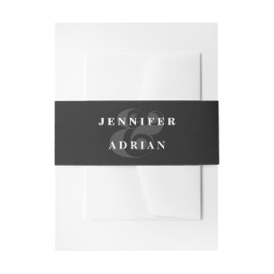 Minimal Black Modern Wedding Invitation  Belly Band