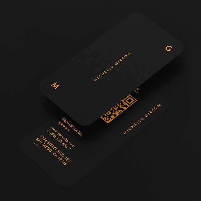 Minimal Black Orange Contractor Construction Business Card (Minimal Black Orange Contractor Construction Business Card
)