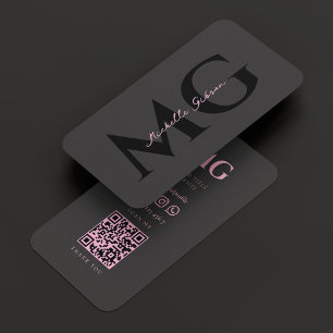 Minimal Black Pink Aesthetic Professional Business Card