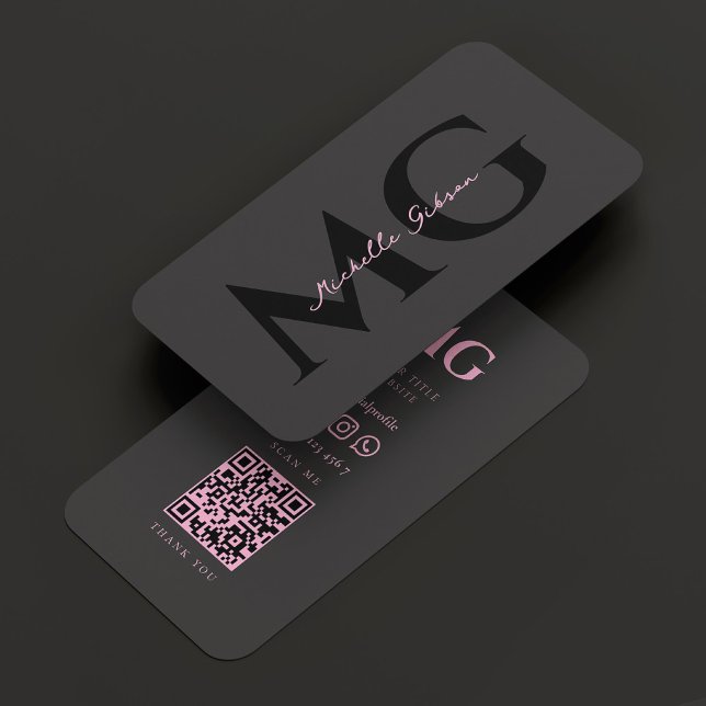 Minimal Black Pink Aesthetic Professional Business Card (Minimal Black Pink Aesthetic Professional Business Card
)