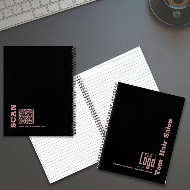 Minimal Black Pink Logo Hair Stylist Motto Notebook (Minimal Black Pink Logo Hair Stylist Motto Notebook with Logo)