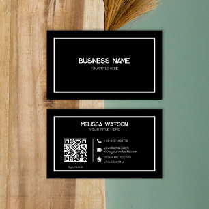 Minimal black QR code professional  Business Card