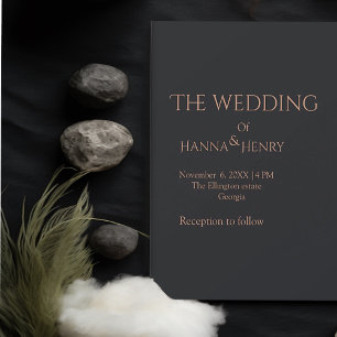 Minimal Black  rose gold Modern invitation