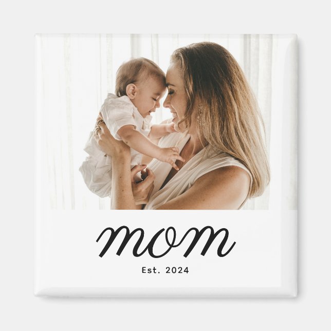 Minimal Black Script Mum Established Magnet (Front)