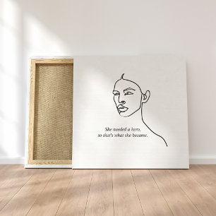 Minimal Black She Became A Hero Inspiration Girl Canvas Print