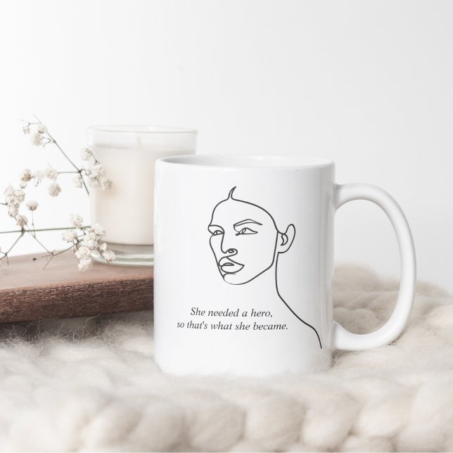 Minimal Black She Became A Hero Inspiration Girl  Coffee Mug (Creator Uploaded)