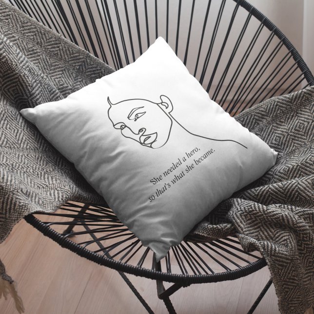 Minimal Black She Became A Hero Inspiration Girl  Cushion (Creator Uploaded)
