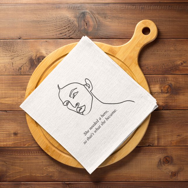 Minimal Black She Became A Hero Inspiration Girl  Tea Towel (Creator Uploaded)