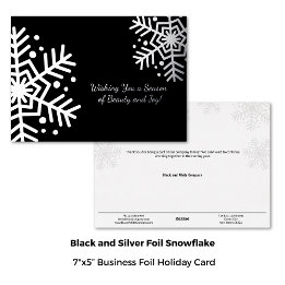 Minimal Black Silver Winter Snowflake Business