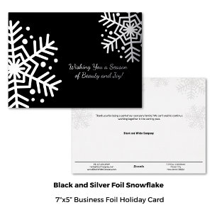Minimal Black Silver Winter Snowflake Business 