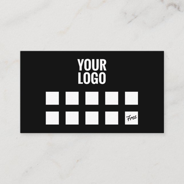 Minimal black simple your logo coffee shop loyalty card (Front)