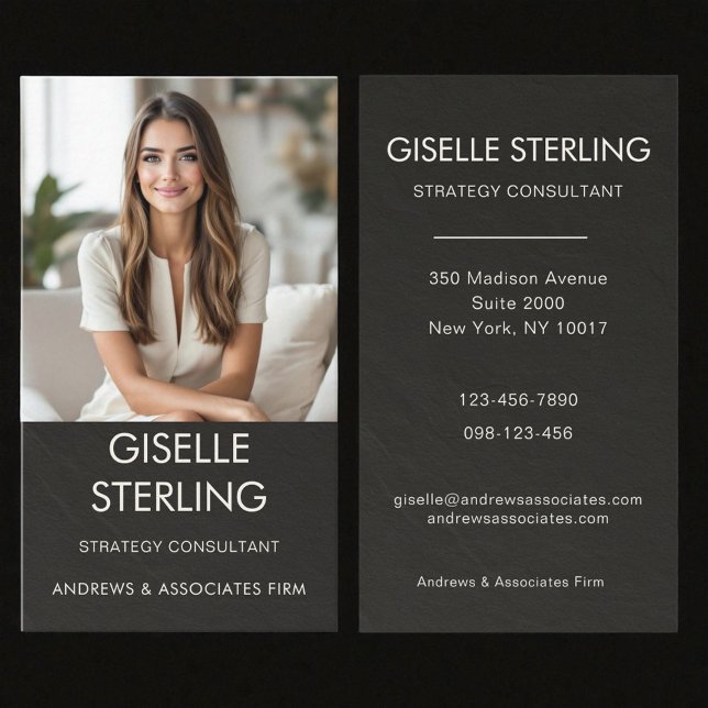 Minimal Black Slate Stone Professional Photo Business Card (Creator Uploaded)