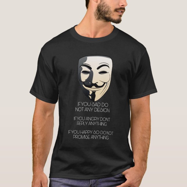 Minimal black t-shirt with anonymous mask  (Front)