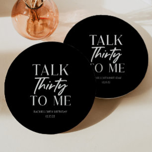 Minimal Black Talk Thirty To Me 30th Birthday Paper Plate