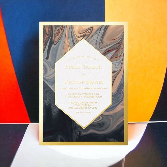 Minimal Black Terracotta Abstract Art Wedding Gold (Creator Uploaded)