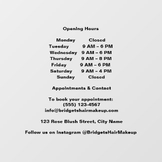Minimal Black Transparent salon Opening Hours