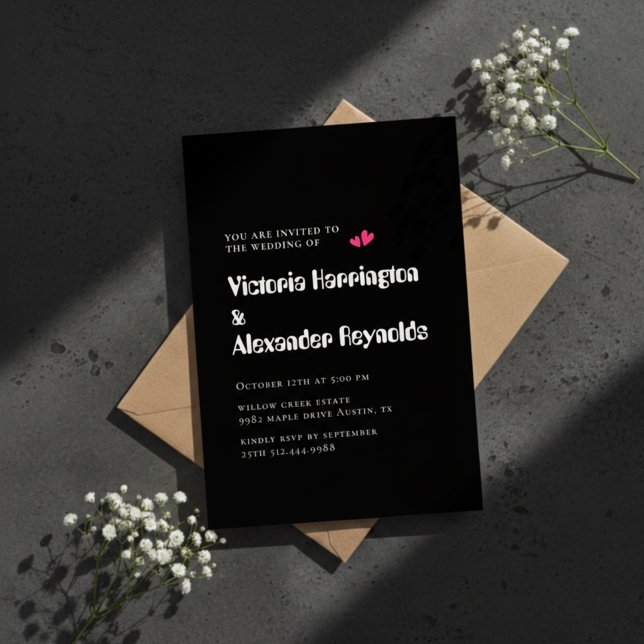 Minimal Black Wedding Typography Invitation (Creator Uploaded)