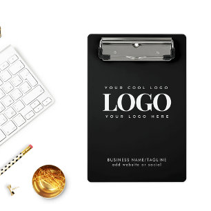 Minimal Black & White Business Company Custom Logo Mini Clipboard