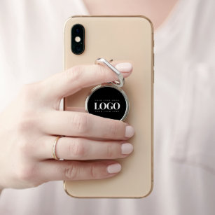 Minimal Black & White Business Company Custom Logo Phone Ring Stand