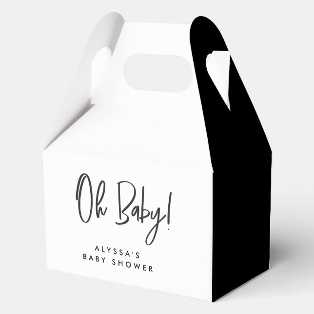 Minimal Black white CHIC Baby shower Thank you Favour Box (Back)