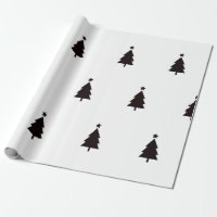 Minimal Black White Christmas Trees Stars Pattern
